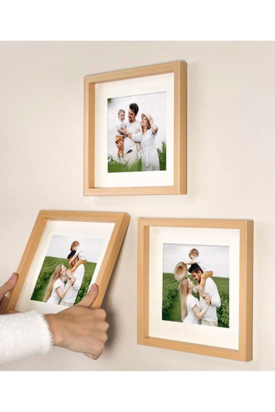 AYS çerçeve Yapışkanlı Sök-tak Paspartulu 21x21cm Kare Fotoğraf Çerçevesi - 3...