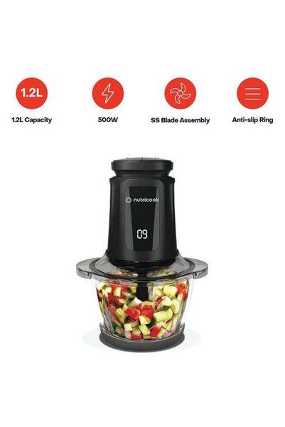 Generic nutricook Multi-Purpose Glass Chopper & Mincer, 500W, 1.2L with 4 SS ...