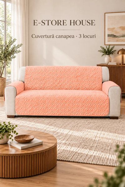 RALEX PUCIOASA Cuvertură canapea 3 locuri - Pastel Peach