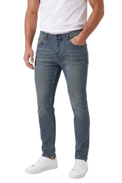 Rizz up Men's Slim Fit Lycra Stonewashed Cotton Navy Blue Jeans – Button Clos...