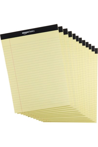 Amazon basics دفتر ملاحظات قانوني/خطي واسع مقاس 21.6 سم × 29.8 سم، 12 حزمة من...