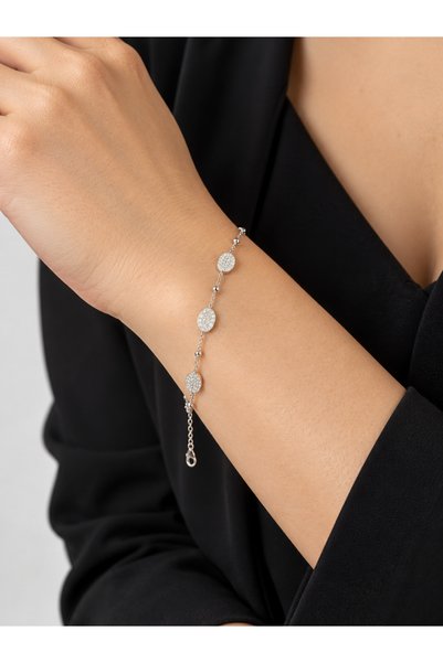 LUNAERA JEWELRY Women's Silver Color Stone Dorika Model Elegant Chain Bracele...