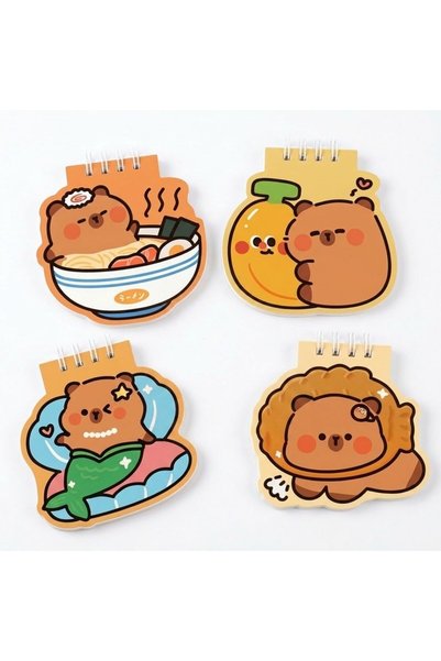 GENERAL Capybara Mini Spiral Notebook for Daily Notes, 50-Page Flip-Up Cartoo...