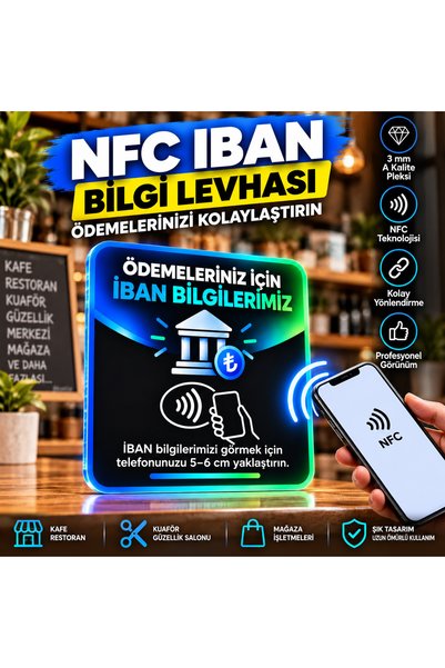 KORKMAZ GROUP Levha NFC Özellikli IBAN Bilgi kartı PLEKSİ Levha 3 mm A Kalite Temassız Ödeme Bilgi Kartı