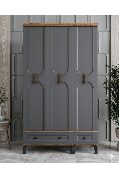 miracool Loren 3 Kapılı Dolap / Komple MDF / Modern Tasarım / 3 Kapaklı Gardırop