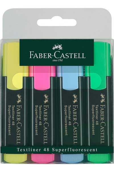 Faber-Castell Yayınları أقلام تظليل فابر كاستل تكستلاينر 48، مجموعة من 4 قطع