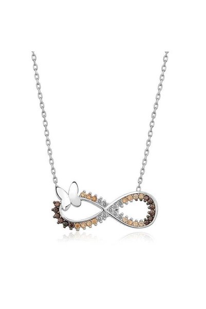 Gumush Silver Butterfly Infinity Necklace