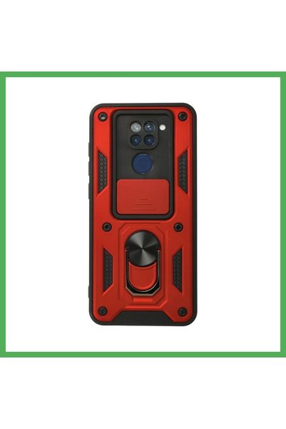 Nur store Çanta Redmi Note 9 Compatible Case with Lens Ring Silicone - Red Be...