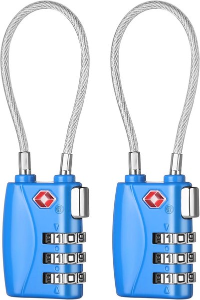 GENERAL ZHEGE Travel Lock TSA Approved, Cable Travel Lock (Blue, 2P)