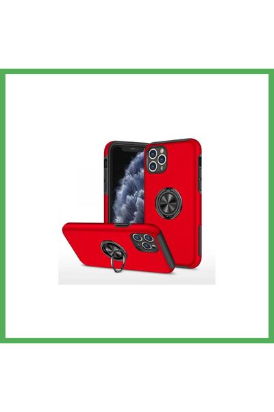 Nur store Çanta iPhone 11 Pro Max Compatible Case Elite Ring Cover - Red Bezoss