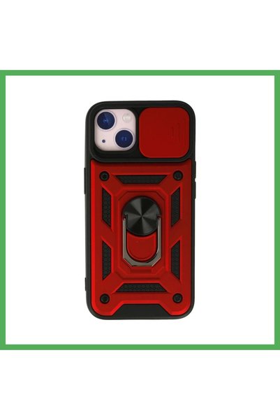 Nur store Çanta iPhone 15 Compatible Case with Lens Ring Silicone - Red Bezoss