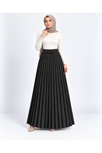 Nova Earth Art Chain Detailed Pleated Maxi Skirt