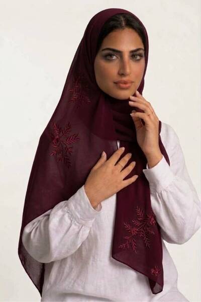 Veil Designer طرحه بوال قماش ياباني طبقتين بتطريز علي كامل الطرحه لاستخدام ال...