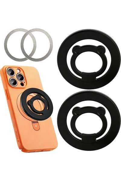 GENERAL 2 Pack Magnetic Phone Grip Silicone Ring Grip Phone Holder Cute Bear ...