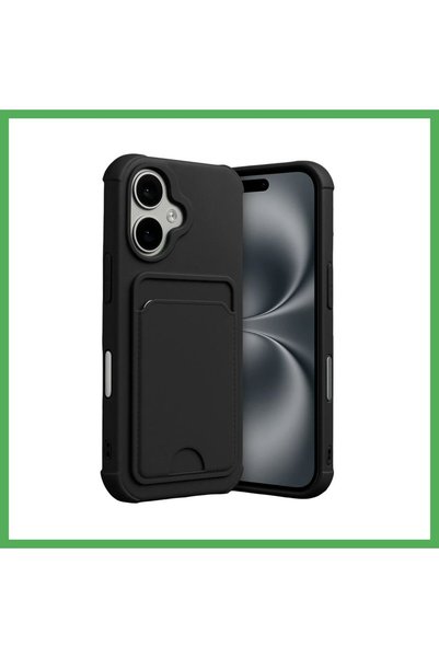 Nur store Çanta غطاء سيليكون متوافق مع iPhone 17 مع حافظة بطاقات كيلفن - أسود...