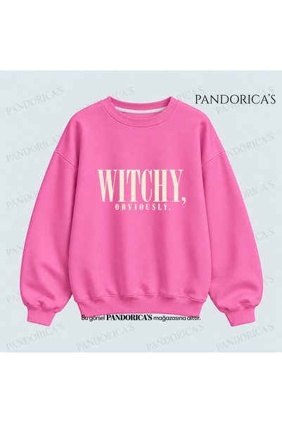 PANDORICA Witch-Themed "Witchy, Obviously" Printed Unisex 3-Thread Ribbed 100...
