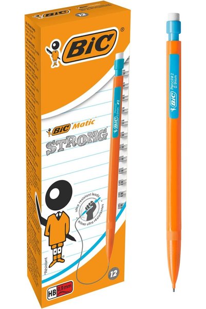 1cici1bici أقلام رصاص ميكانيكية BIC Matic Strong 0.9 مم HB - ألوان جسم متنوعة...