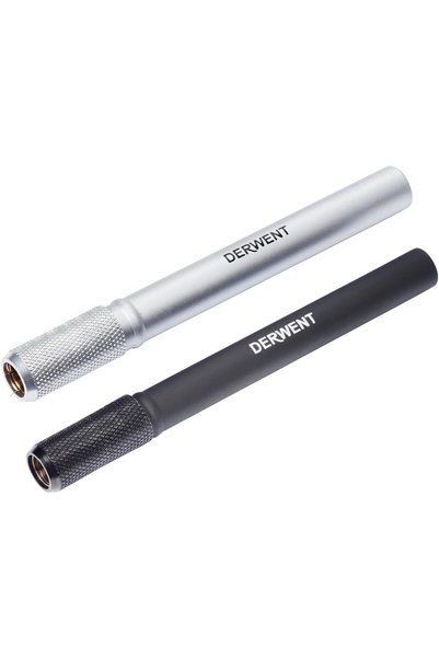 Derwent Pencil Extender Set, Silver and Black, For Pencils up to 8mm, 2 Pack ...