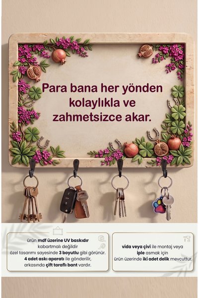 time in a tin retro 1960 Olumlama Şans ve Bereket Anahtar Askısı - Duvar Askı...