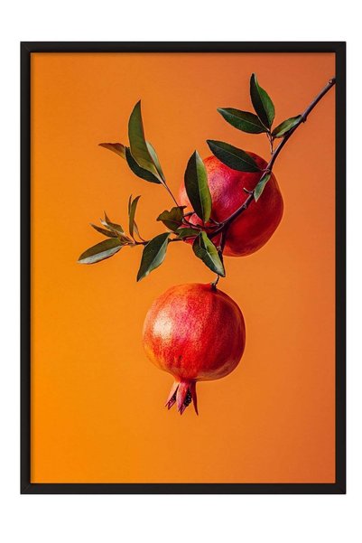 Postifull Shiny Appearance Poster on Pomegranate Branch – Black Framed Painti...