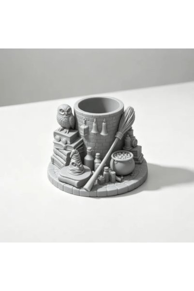 ZEROXO Asa Stone Tower Figured Pen Holder, Fantastic Themed Desktop Pen Holder