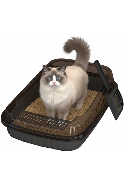 Vixplorn Open Cat Bedpan with Spoon,Shallow Splash Proof Travel Litter Box wi...