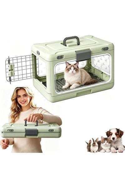 XICEN Foldable Cat Carrier, 20 Inch Hard Clear Transparent Plastic Pet Travel...