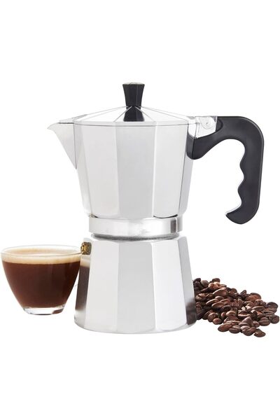 Orret Home Moka Express Espresso Cezvesi – Ocak Üstü Espresso Pişirici, Alüminyum Gövde, Klasik İtal
