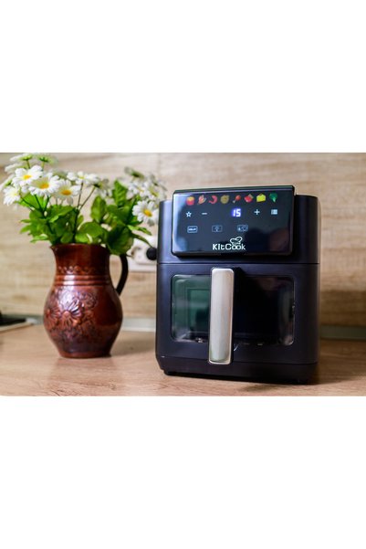 KitCook Friteuză cu aer cald AF5522-DL, 5 L, 1500 W, 8 programe automate, con...