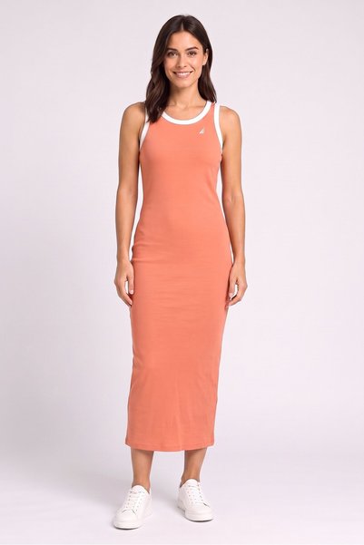 Nautica Women Embroidered Logo Maxi Dress, Peach