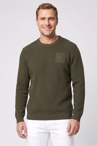 dissident Men Crew Neck Long Sleeve Sweater, Olive