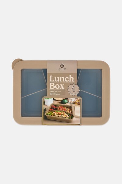 Gourmet 4-Section Polypropylene Lunch Box, Brown