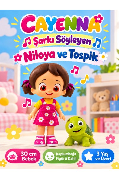 cayenna Niloya ve Tospik Şarkı Söyleyen Lisanslı Oyuncak Seti – 30 cm %100 Et...