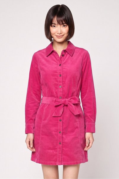 CLAIRE Women Textured Shirt Dress, Fuchsia