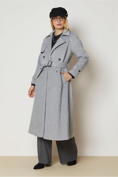 Alvina Belted Brown Coat 90678