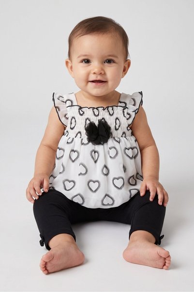 Bon Bebe Toddlers Girl 2 Pieces Allover Print Dress And Shorts Set, Multicolor