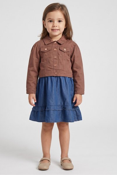 NANETTE LEPORE Toddlers Girl 2 Pieces Embroidered Denim Jacket And Dress Set,...