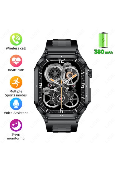 Generic ساعة ذكية Lige BWET281 ET281 بشاشة AMOLED تعمل باللمس للرجال، مراقب ص...