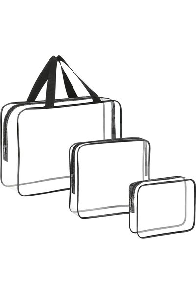 HAOGUAGUA 3 Pieces Large Clear Travel Bags for Toiletries, Waterproof Clear P...