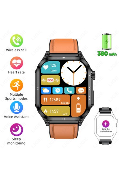 Generic ساعة ذكية Lige BWET281 ET281 بشاشة AMOLED تعمل باللمس للرجال، مراقب ص...