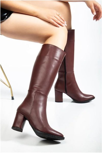 Nur store Çanta Women's Stylish Long-Heeled Comfortable Leather City Boots · ...