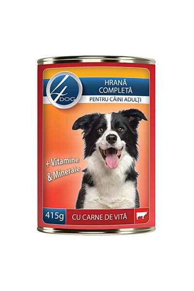4dog Set 8 x Hrana Umeda Caini, Conserva, Carne de Vita, 4 DOG, 415 g