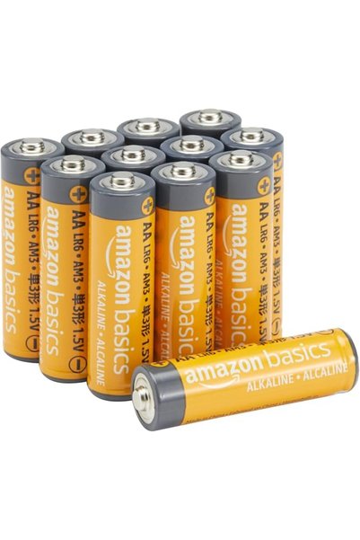 Amazon basics 12-Pack AA Alkaline High-Performance Batteries, 1.5 Volt, 10-Ye...