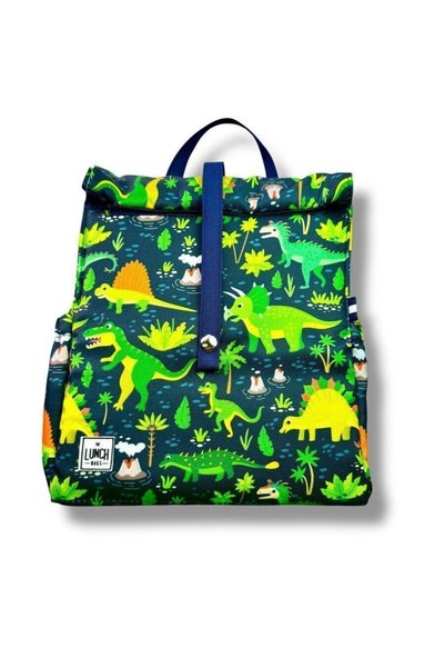 The Lunch Bags Σχολική τσάντα φαγητού χειρός 8 λίτρα Μπλε Δεινόσαυροι 26x19x2...