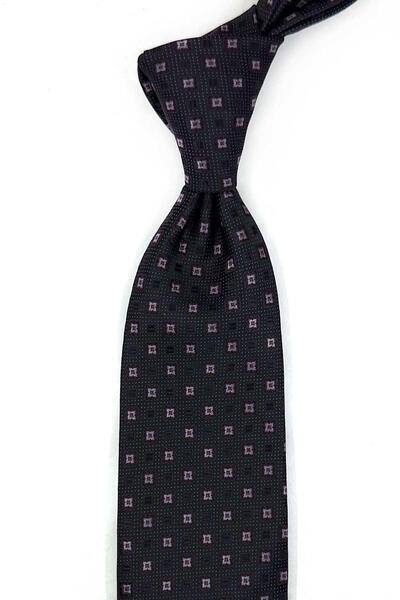 Kravatkolik Black Small Patterned Classic Tie with Handkerchief Kk14114