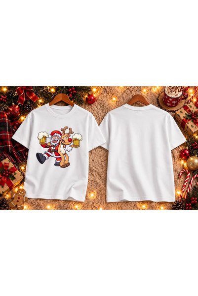 ELFERA Μπλουζάκι Unisex με στάμπα Άγιου Βασίλη και ταράνδου