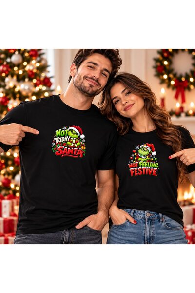 OEM Set 2 Tricouri personalizate cu mesaj: Not today santa / Not feeling fest...