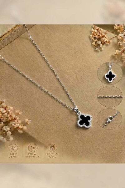 Generic Brand Single Double-Colored Steel Clover Necklace with Elegant and St...