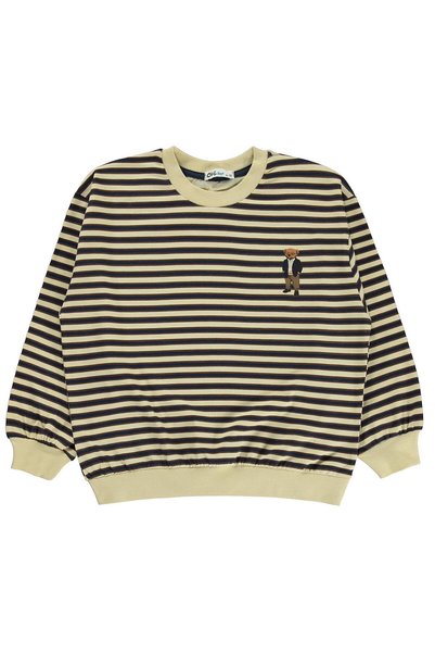 Civil Boys Striped Bear Printed Sweatshirt for 10-13 Years Old - Beige