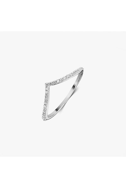Indira Jewelry Inel din argint Simple V - Zirconiu